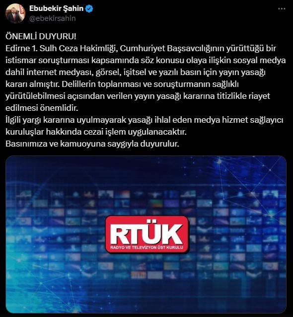 Edirnede Çocuk Tacizi Soruşturmasında Şahıs Tutuklandı: Rtükten Yayın Yasağı Kararı Alındı