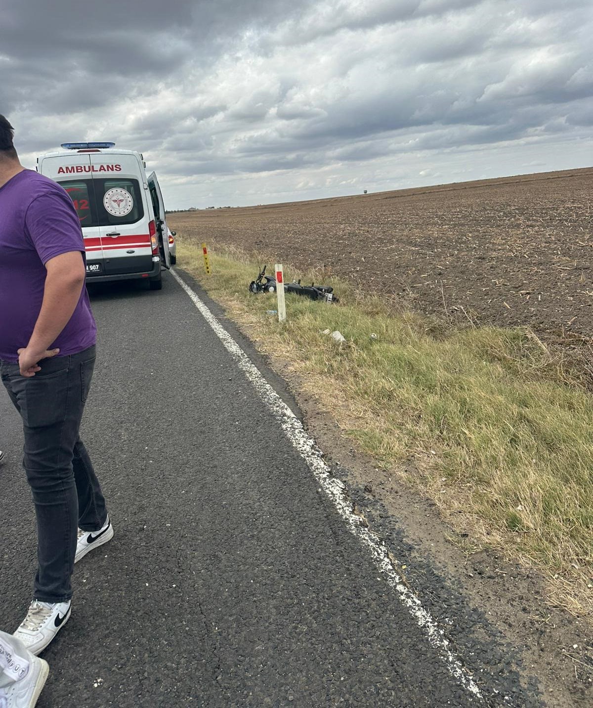 Kaza Yapan Ehliyetsiz Motosiklet Sürücüsü Hastanelik Oldu