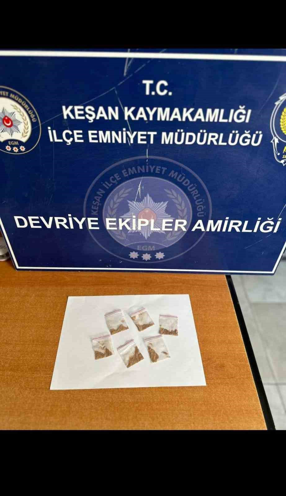 Keşanda İki Şüphelinin Üst Aramalarında Uyuşturucu Ele Geçirildi