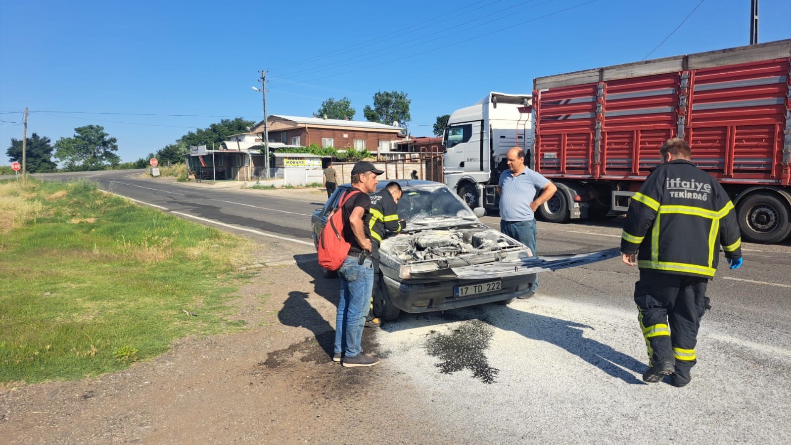 Tekirdağda Araç Yangını Paniği