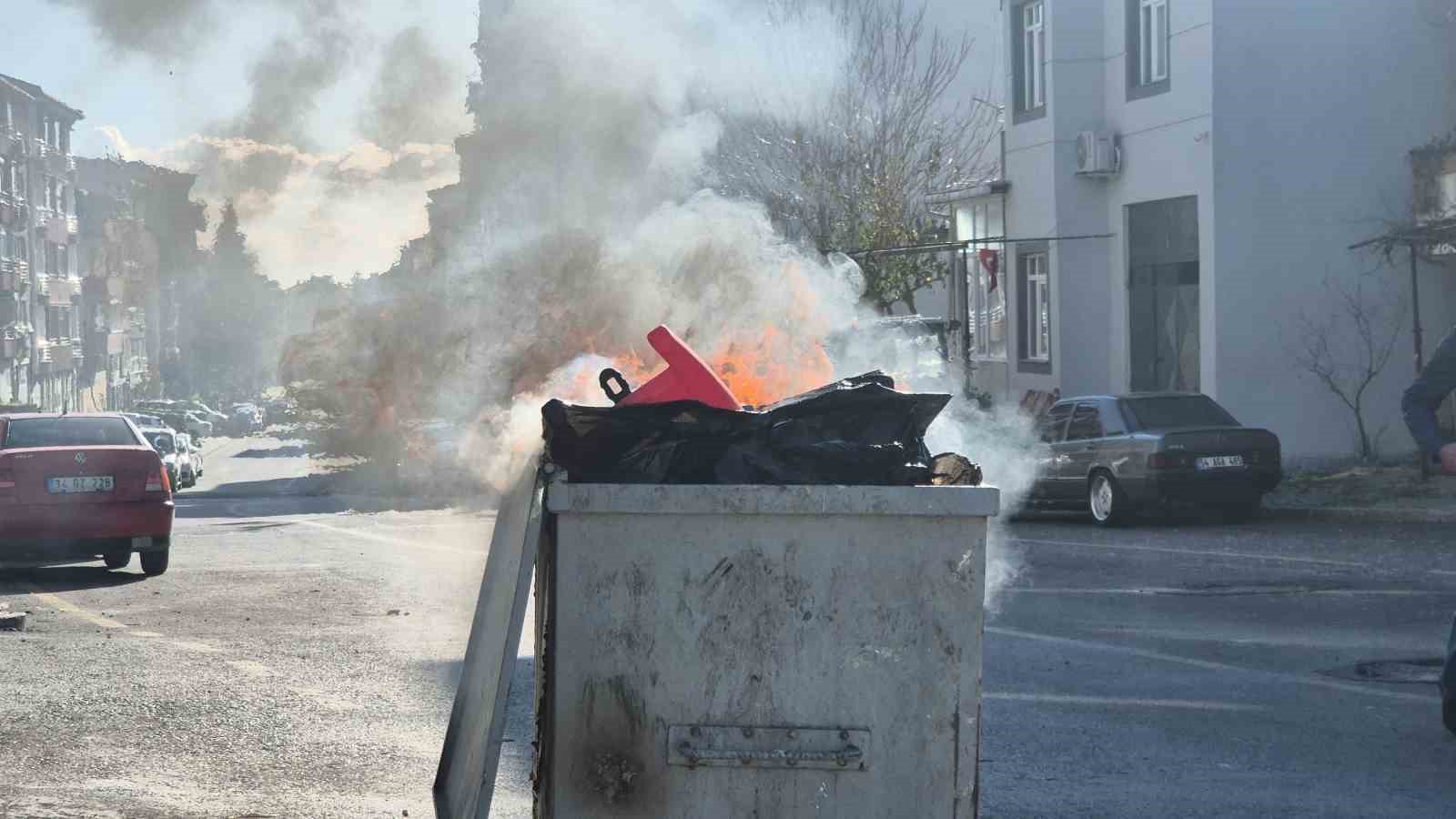 Tekirdağda Çöp Konteynerinde Yangın Paniği