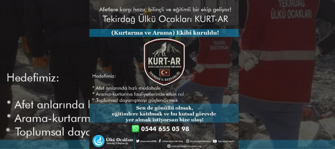 Tekirdağ Ülkü Ocakları’ndan Örnek Proje: ÜLKÜ OCAKLARI KURT-AR Ekibi Kuruldu