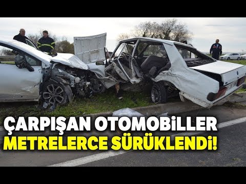 Tekirdağ'da Trafik Kazası! Çarpışan Otomobiller 15 Metre Sürüklendi