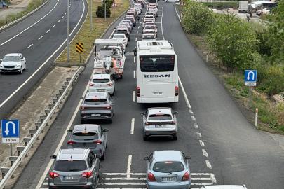 İstanbul-Tekirdağ kara yolunda trafik yoğunluğu