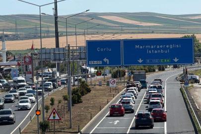 Tekirdağ-İstanbul kara yolunda araç yoğunluğu; ağır vasıtalara kısıtlama