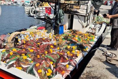 Tekirdağ’da tekneyle denize açılan balıkçılar, 1,5 ton kefal avladı